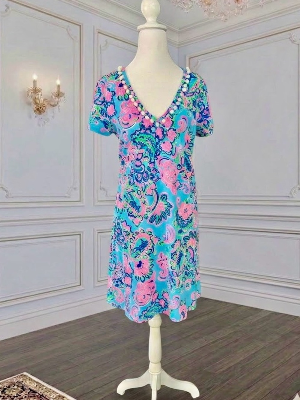 LILLY PULITZER Etta Dress in Blue Horizon Jungle Sunrise size medium - Picture 3 of 9